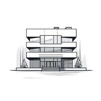 Modern minimalist building design featuring clean lines and glass elements vector