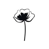 Simple black flower illustration on a white background suitable for various design projects vector