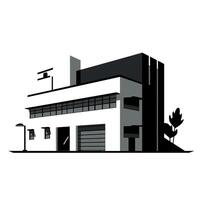 Landscape of a modern building with geometric shapes and minimalistic design elements vector