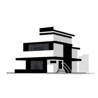 Modern architectural design of a two-story building with unique black and white elements vector