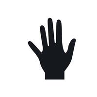 Open hand silhouette indicating stop or gesture of pause in communication vector