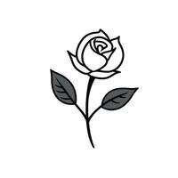 Elegant black and white rose illustration with delicate details and smooth lines vector