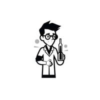 Scientist holding a laboratory bottle while conducting an experiment at a science lab vector