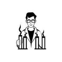Scientist conducting experiments with test tubes in a laboratory setting vector
