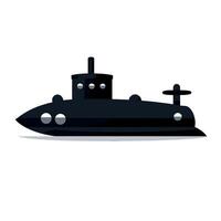 Black submarine navigating calm waters during a bright midday vector