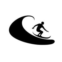 Surfer riding a wave during a sunny day at the beach vector