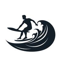 Surfer riding a wave during a sunny day at the beach in a coastal setting vector