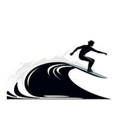 Surfer riding a wave in a dynamic coastal environment during bright daylight vector