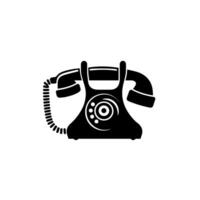 Classic rotary telephone illustration featuring a coiled cord and simple design vector