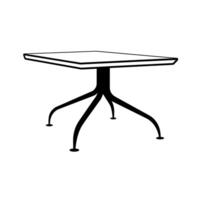 Black modern table with unique base design suitable for dining or office use vector