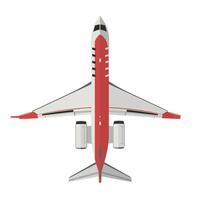 Airplane over head view showcasing design and features of aircraft structure vector
