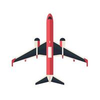 Airplane illustrated from above view with vibrant red and white colors vector