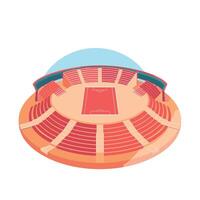 Design of a modern football stadium with tiered seating and vibrant colors vector