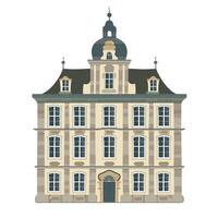 Historic building with ornate architecture and domed roof in a traditional style in a city setting vector