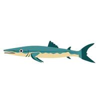 Colorful illustration of a fish swimming through calm waters in a sunny environment vector