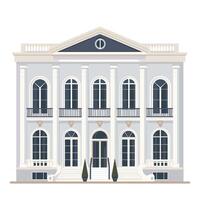 Elegant neoclassical building with symmetrical architecture and large windows vector