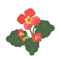 Bright red flowers with green leaves in a minimalist style suitable for decoration vector