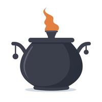 Cooking pot with flame illustration in a simple, modern design suitable for culinary graphics vector