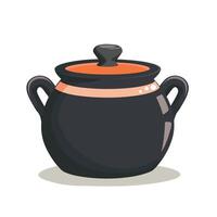 Classic cooking pot with lid in a simple design for home kitchens and culinary use vector