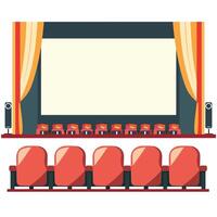 Cinema interior featuring empty seats and a large screen ready for a show vector