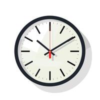 Modern wall clock displaying twelve o'clock with simple design and bold hands vector