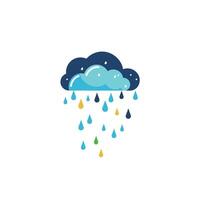 Colorful rain cloud with drops in a simple and modern style vector