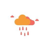 Colorful cloud with rain and small clouds in a minimalistic design vector