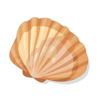 Colorful seashell resting on a sandy beach surface during a sunny day vector