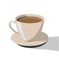 Simple cup of coffee on a plate with soft shadows in a minimalist setting vector