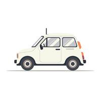 Classic compact car illustration in minimalistic style showcasing a retro design vector