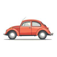Vintage red car parked on a flat surface with simple background details vector