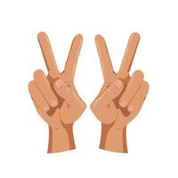 Two hands forming peace signs against a simple background vector