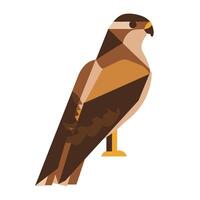 Colorful geometric representation of a hawk perched in a minimalist style vector