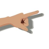 Hand gesture pointing to the right with a shadow effect and skin tone representation vector