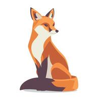 Colorful illustration of a fox sitting gracefully in a natural setting vector