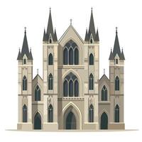 Historic Gothic style castle with intricate architecture and tall spires in daylight vector