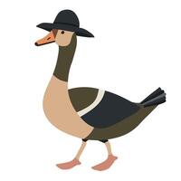 Quirky duck wearing hat walks confidently in a playful illustration vector