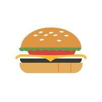 Delicious burger with fresh toppings ready to satisfy cravings at a casual eatery vector