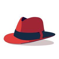Bright red hat with a dark blue band displayed on a clean surface vector