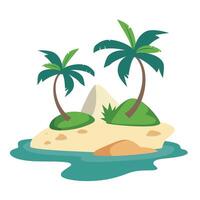 Tropical island landscape with palm trees and calm water in a serene setting vector