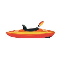 Bright orange kayak with a paddle, ready for adventure on calm waters vector