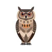 Cute cartoon owl with glasses posing on a white background in a playful style vector