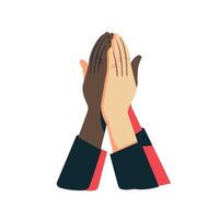 Hands joined together in a gesture of unity and celebration during a collaborative activity vector