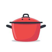 Bright red cooking pot on a white background perfect for a culinary setting vector