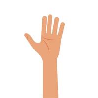 Hand raised in greeting against a plain background during a casual social interaction vector