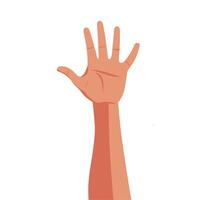 Hand raised to signal for attention or participation in a discussion setting vector