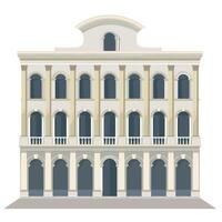 Historic building exterior with arched windows and decorative features in urban setting vector