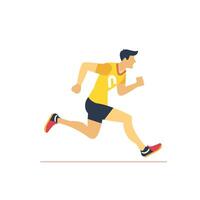 Runner in motion during a race showing determination and speed on a clear day vector