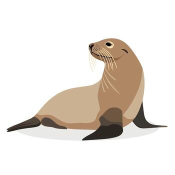 Illustration of a seal relaxing on a white background in a serene pose vector