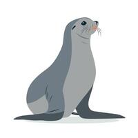 Seal resting on the shore with a curious expression in a coastal setting vector